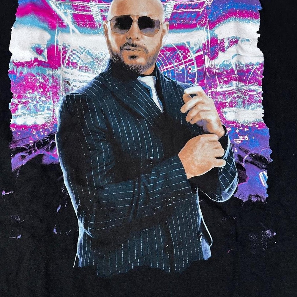 Pitbull The Trilogy Tour Graphic T-Shirt Mens Large Black Concert Merch Cotton